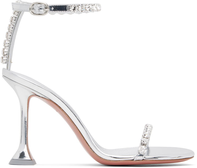 Klä Amina Muaddi Amina Muaddi Gigi 95 Heeled Sandals Metallisk | GIGI SANDAL 95