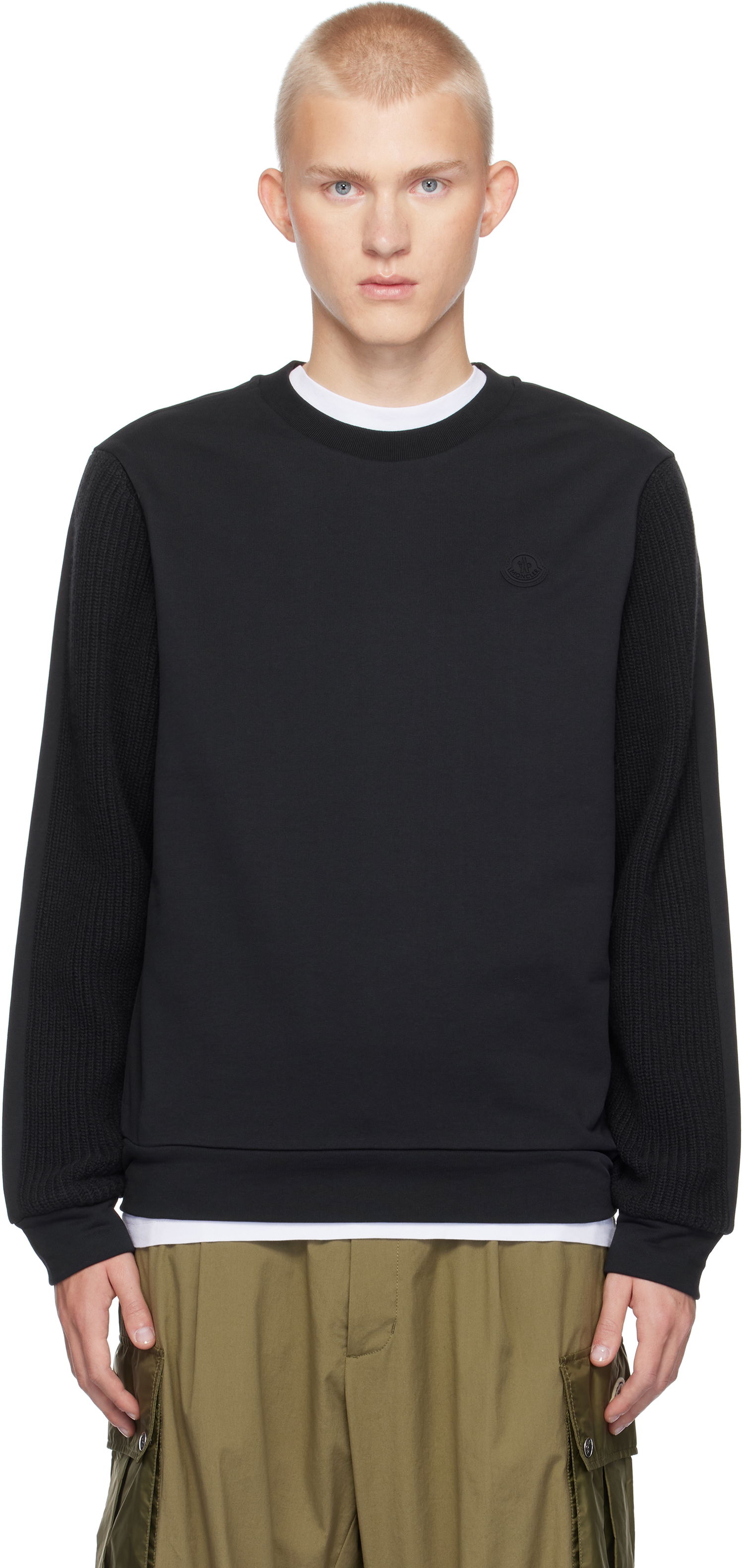 Sweatshirt Moncler French Terry & Knit Sweatshirt Mörkblå | J20918G00044809KR, 0