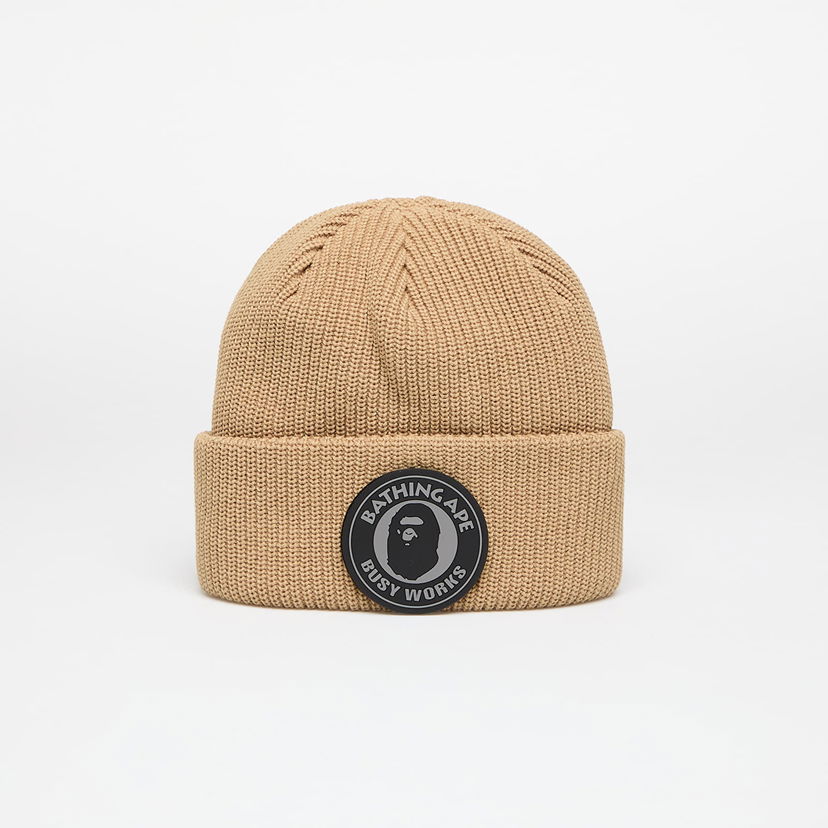 Mössa BAPE Knit Beanie with Logo Patch Brun | 001HTK801009M BEI
