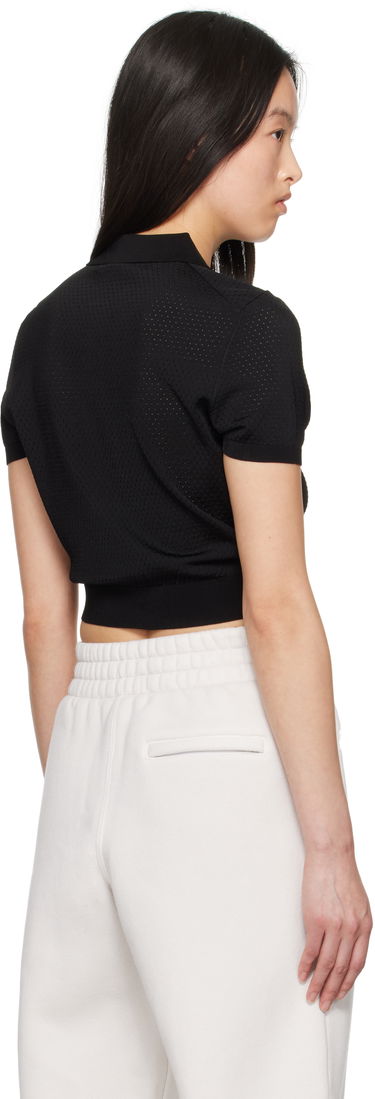 Polotröja Alexander Wang Alexanderwang.t 3D Logo Mesh Cropped Polo Svart | 4KC2251017, 2