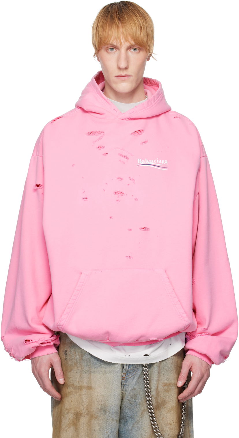Sweatshirt Balenciaga Balenciaga Political Campaign Destroyed Hoodie Rosa | 818557TRVP9