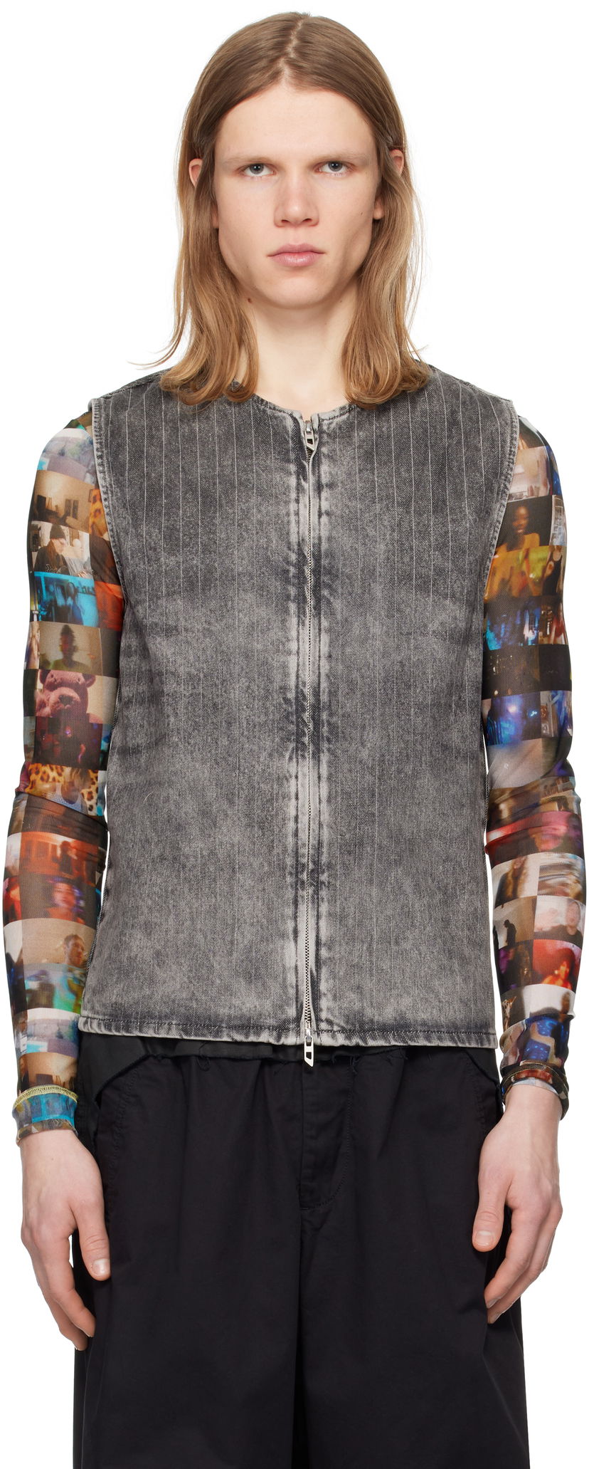 Väst Diesel D-Sund-S Pinstripe Denim Vest Grå | A17104-0ABCU-02