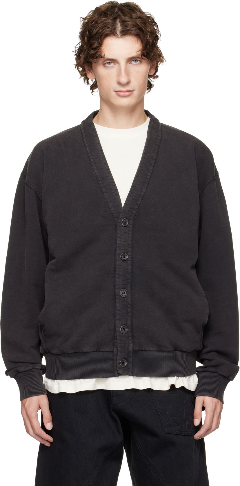 Sweater JW Anderson JW Anderson Garment-Dyed Cardigan Svart | JW0246-PG1842