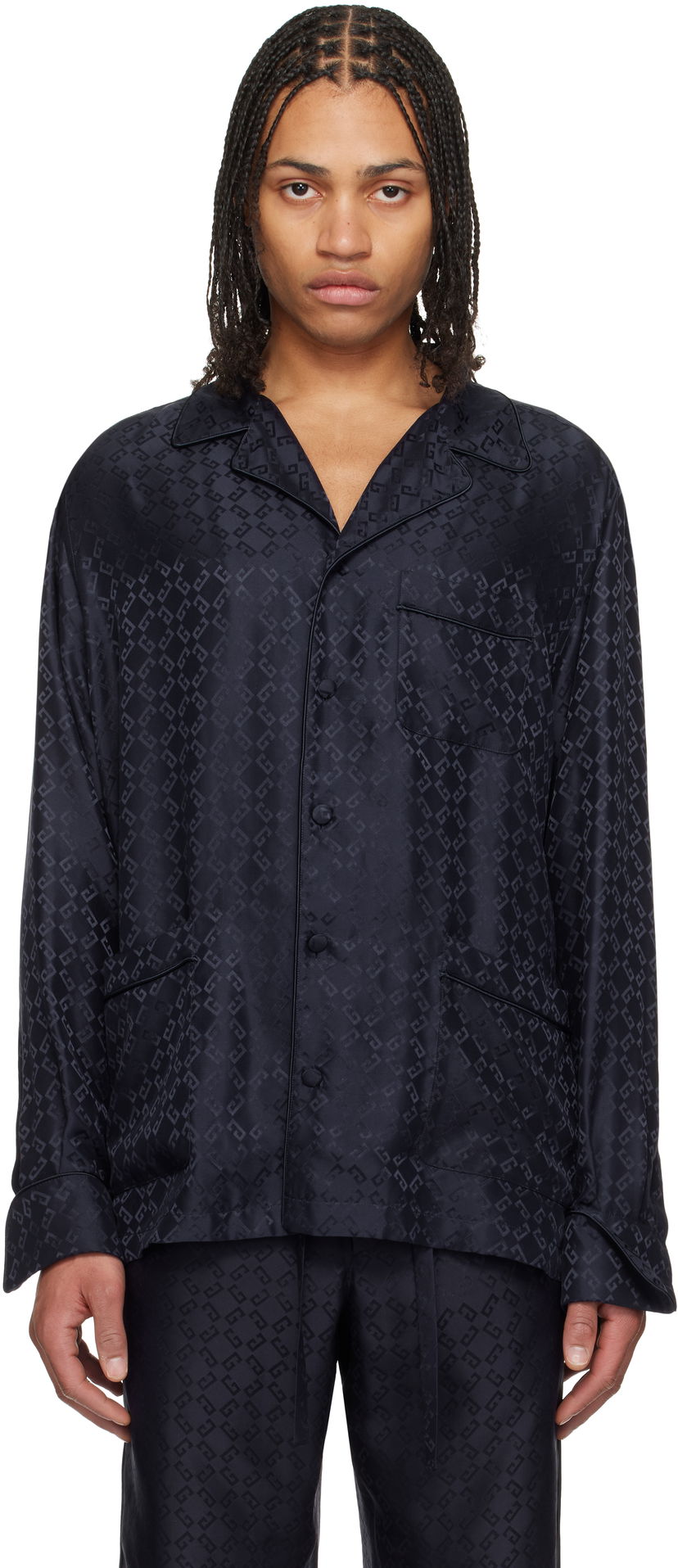 Pyjamas Givenchy Givenchy Monogram 72 Jacquard Pyjama Shirt Svart | BM612J15U4401