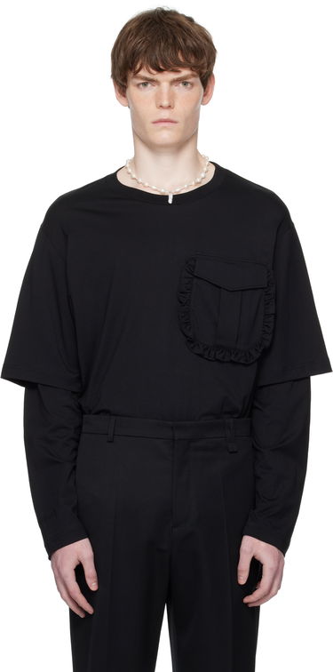 T-shirt Simone Rocha Simone Rocha Layered Ruffle Pocket Long Sleeve T-Shirt Svart | 5379 0553, 0