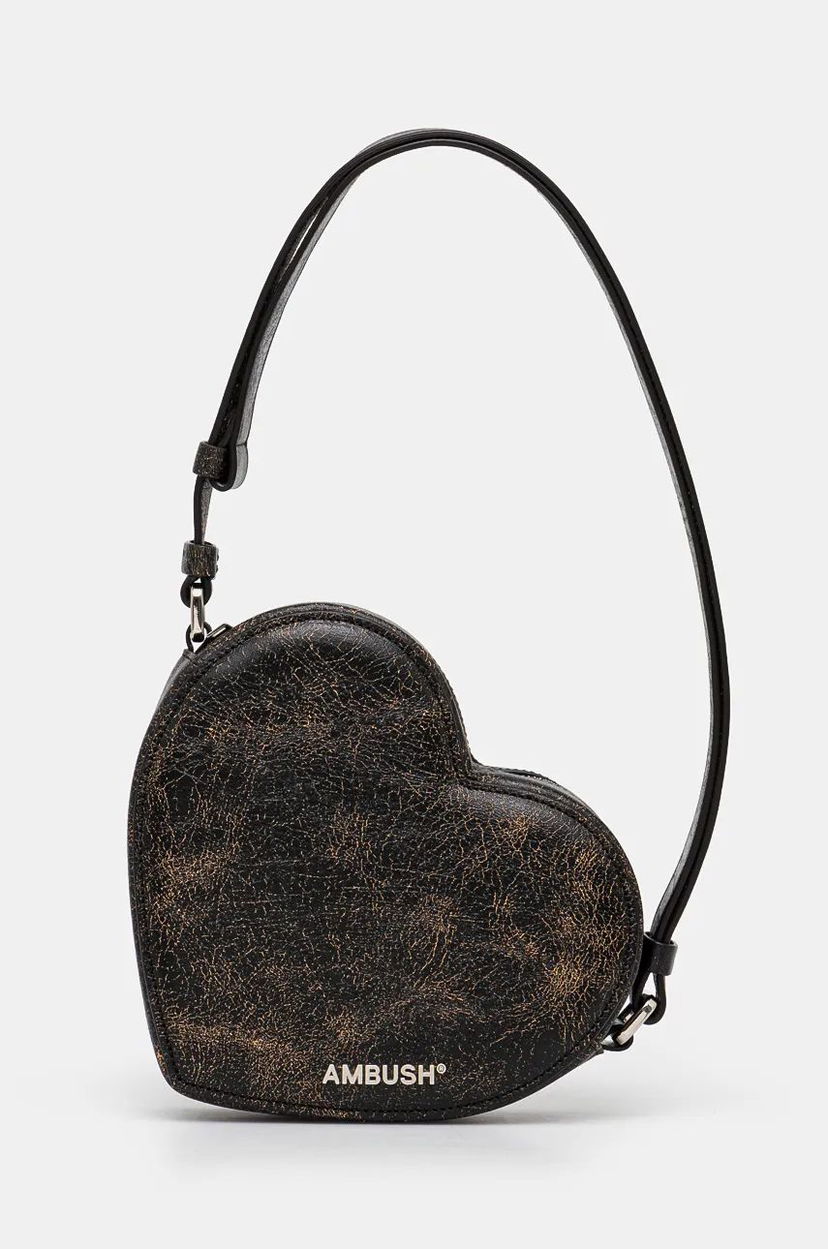 Axelväska Ambush Crackle Heart Shoulder Bag Svart | BWNN006F24LEA0011000