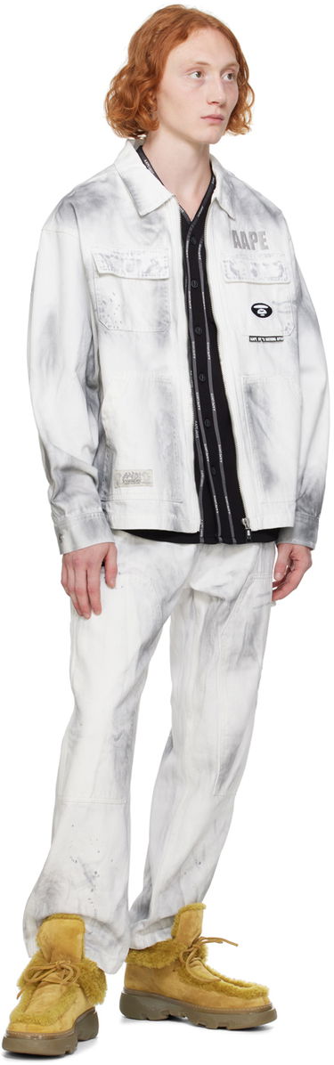 Cargo byxor AAPE by A Bathing Ape AAPE by A Bathing Ape Embroidered-Logo Painter Pants Vit | AAPPTMA682XAMWHB, 4