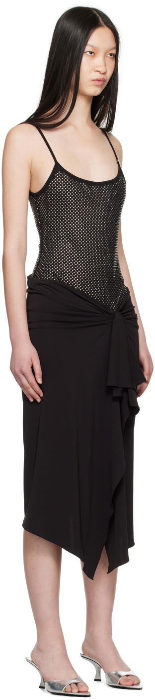 Klä The Attico Attico Crystal-Cut Draped Midi Dress Svart | 248WCM152 RY02T, 1
