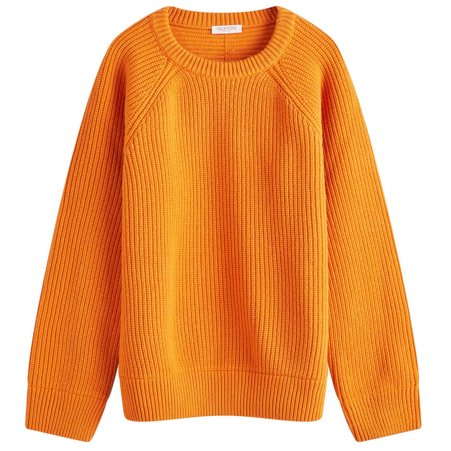 Sweater Valentino Fisherman Rib Crew Knit Orange | 5V0KC31CAGY-NH5, 0