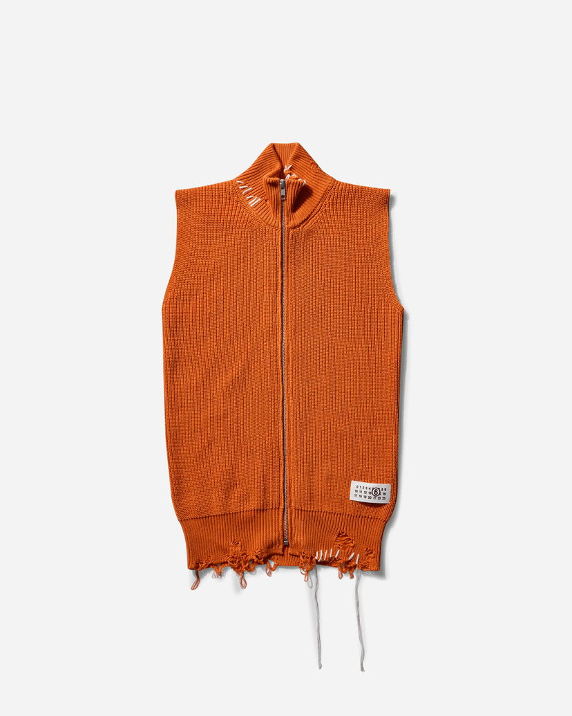 Väst Maison Margiela Zipped Knit Vest Orange | S52FB0095 186