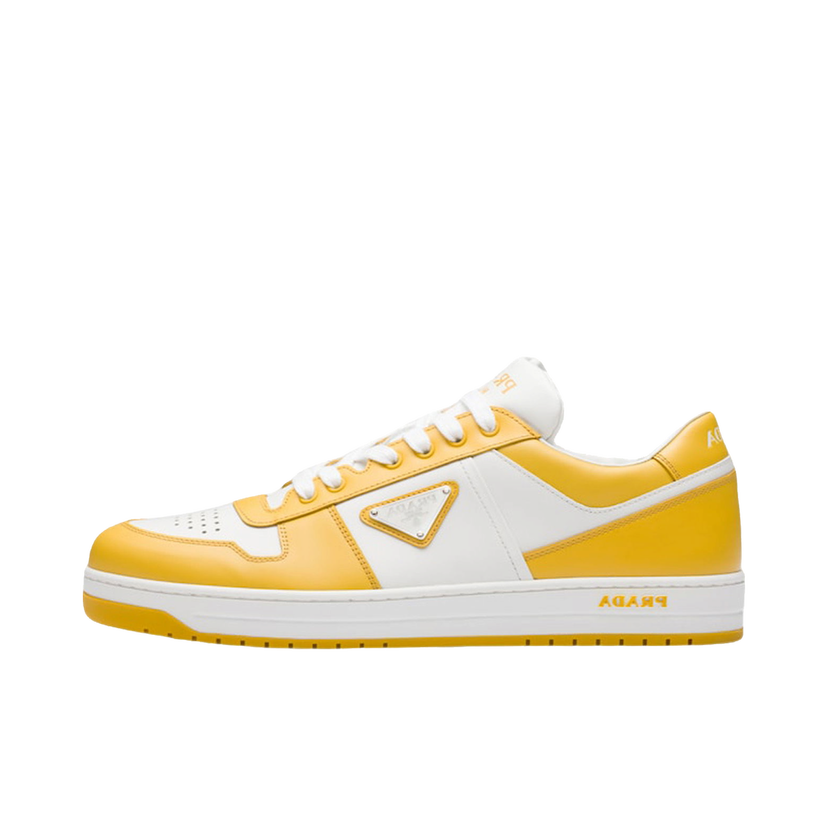 Sneakers och skor Prada Downtown Low Top Sneakers Leather White Yellow Sun Gul | 2EE364_3LKG_F0A7U