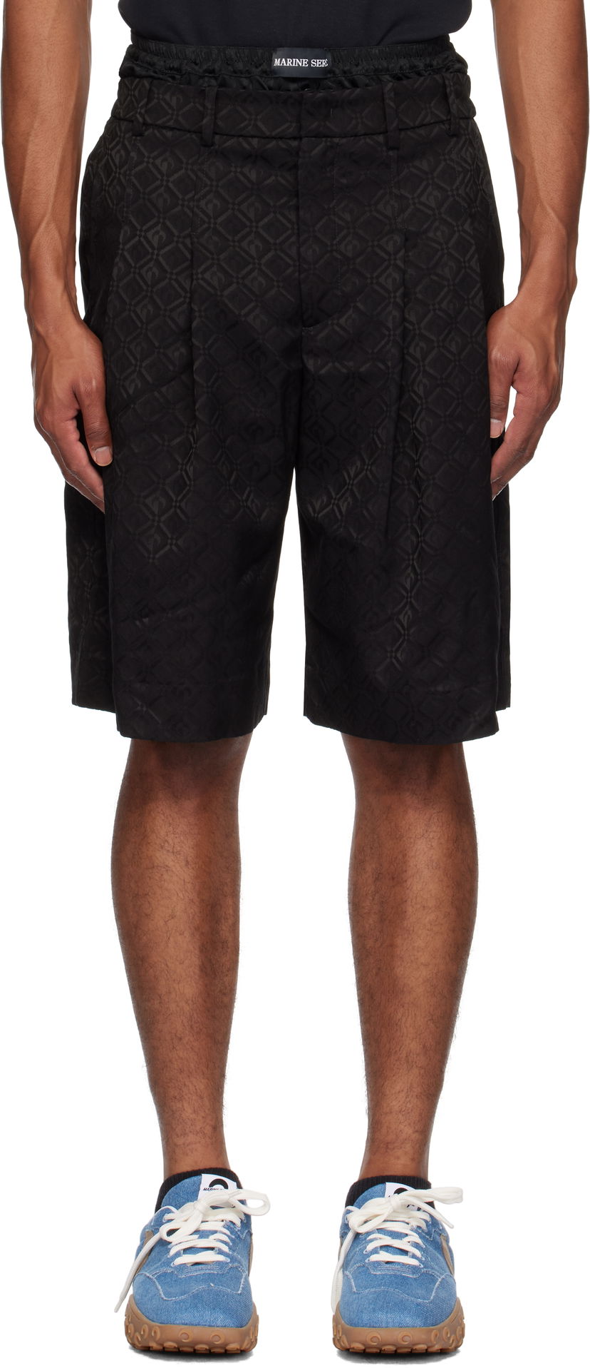 Shorts Marine Serre Moon Diamond Jacquard Tailoring Shorts Svart | MSH010A CWOV0024