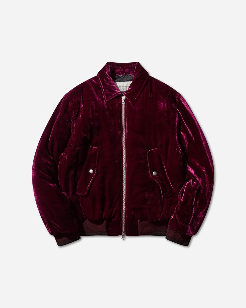 Bomberjacka Dries Van Noten Velvet Bomber Jacket Bourgogne | 252-020560-2282 400