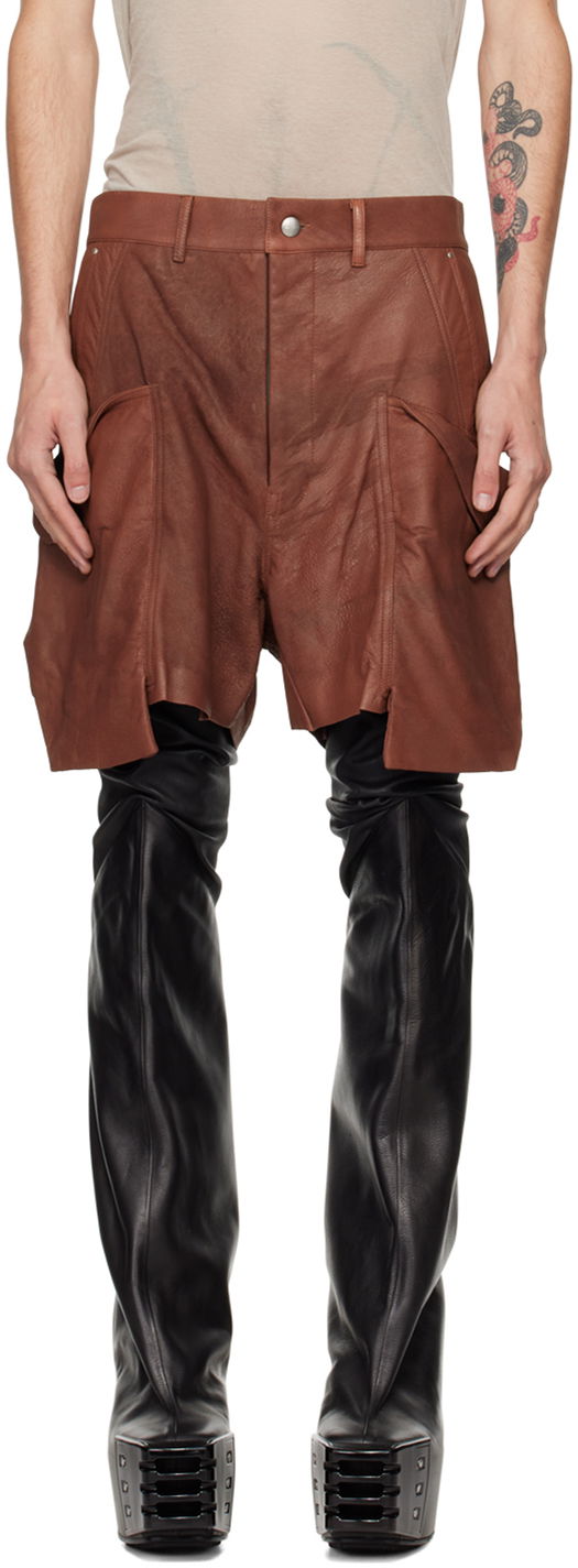 Shorts Rick Owens Rick Owens Porterville Stefan Cargo Leather Shorts Svart | RU02D6382 LBA