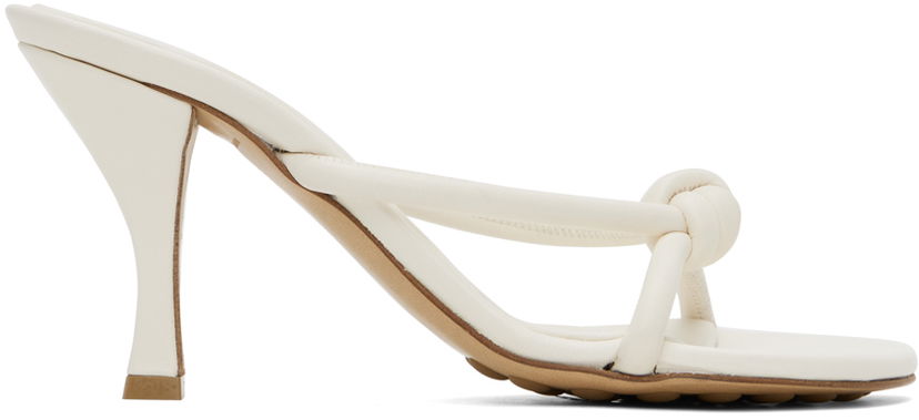 Skovård Bottega Veneta Bottega Veneta Blink Knotted Leather Heeled Mules Beige | 775418 V3H60