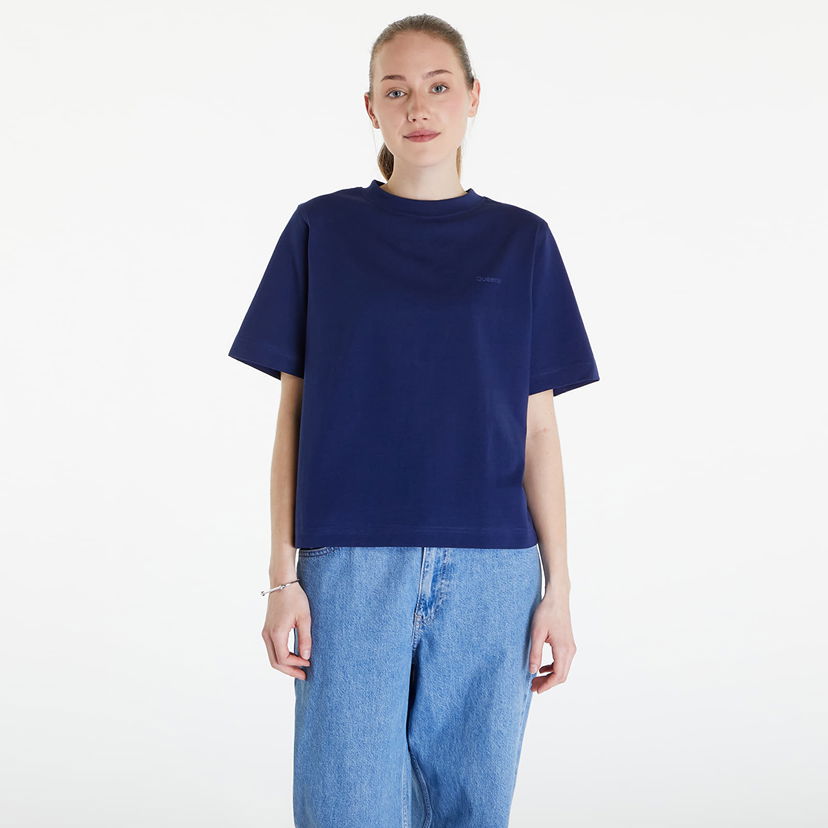 T-shirt Queens Essential T-Shirt With Tonal Print Blue Mörkblå | QNS_003