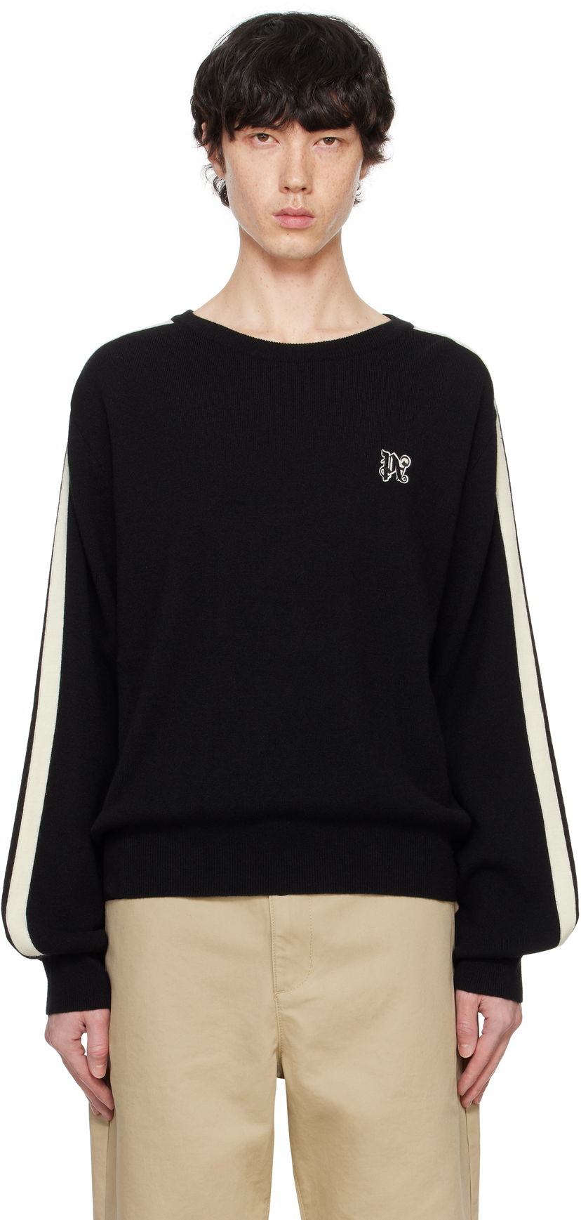 Sweater Palm Angels Track Crewneck Sweater Svart | PMHE075F24KNI0011003