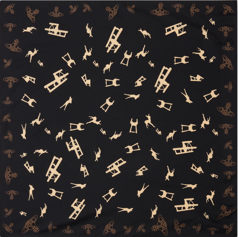 Halsduk Vivienne Westwood Vivienne Westwood Deer Chair Print Square Scarf Svart | 8103014X-W014E-