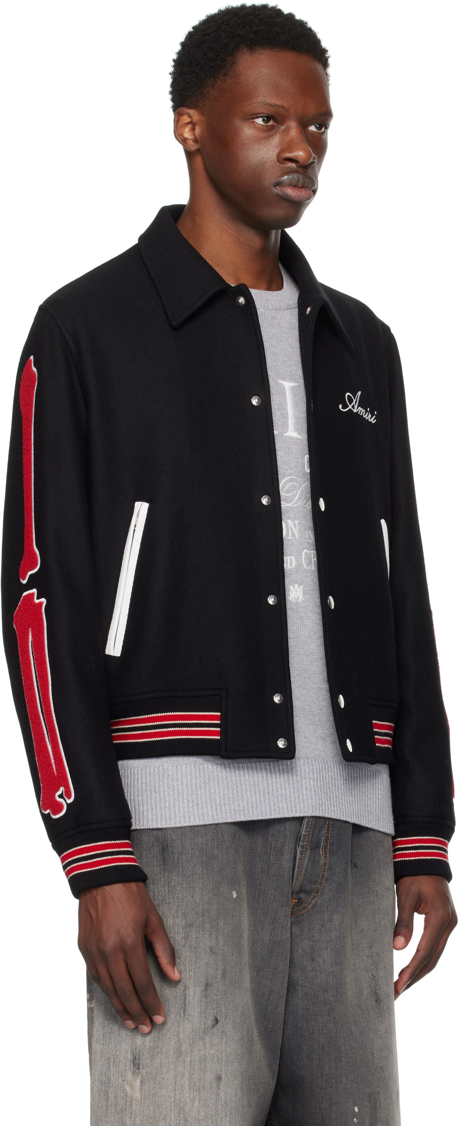 Bomberjacka AMIRI Bones Wool Bomber Jacket Svart | AMOUVY1009, 1