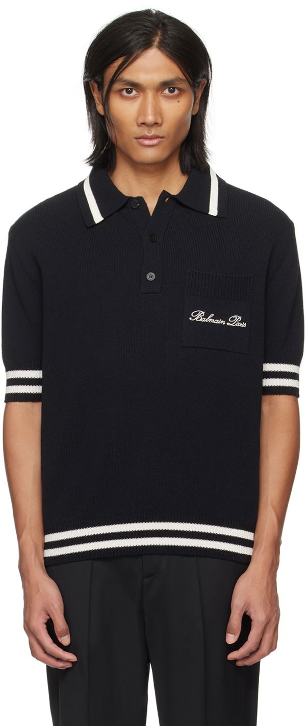Polotröja Balmain Signature Polo Svart | CH1GB045KF96