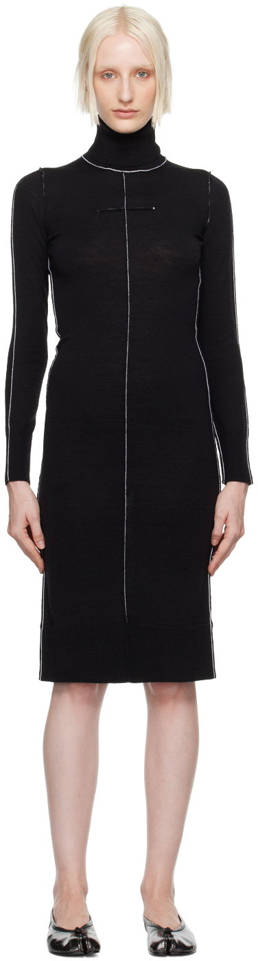 Klä Maison Margiela MM6 Black Turtleneck Midi Dress Svart | S52DG0019 M13037