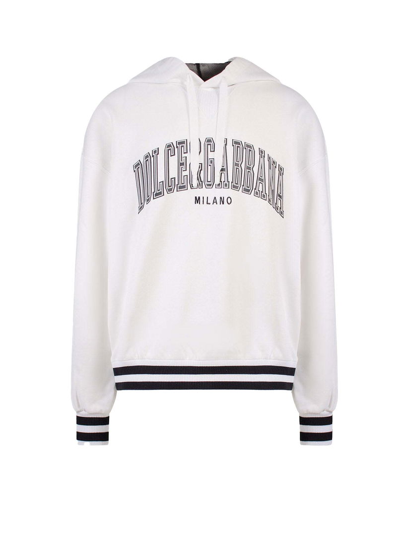 Sweatshirt Dolce & Gabbana Man Cotton Maxi Logo Patch Sweatshirt White Vit | G9XM3ZFU7DU#W0111