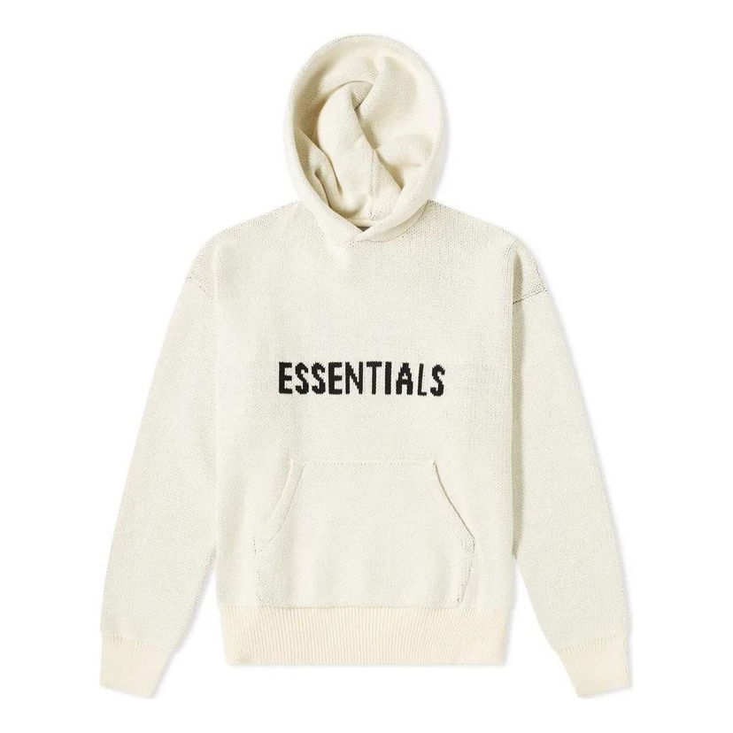 Sweatshirt Fear of God Essentials Knit Logo Hoodie Vit | FOG-FW21-1229