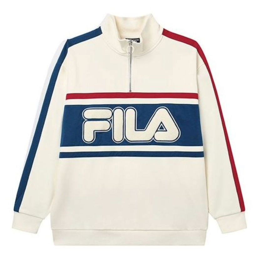 Sweatshirt FILA Logo Pullover Sweatshirt Vit | F11U239299F-IV