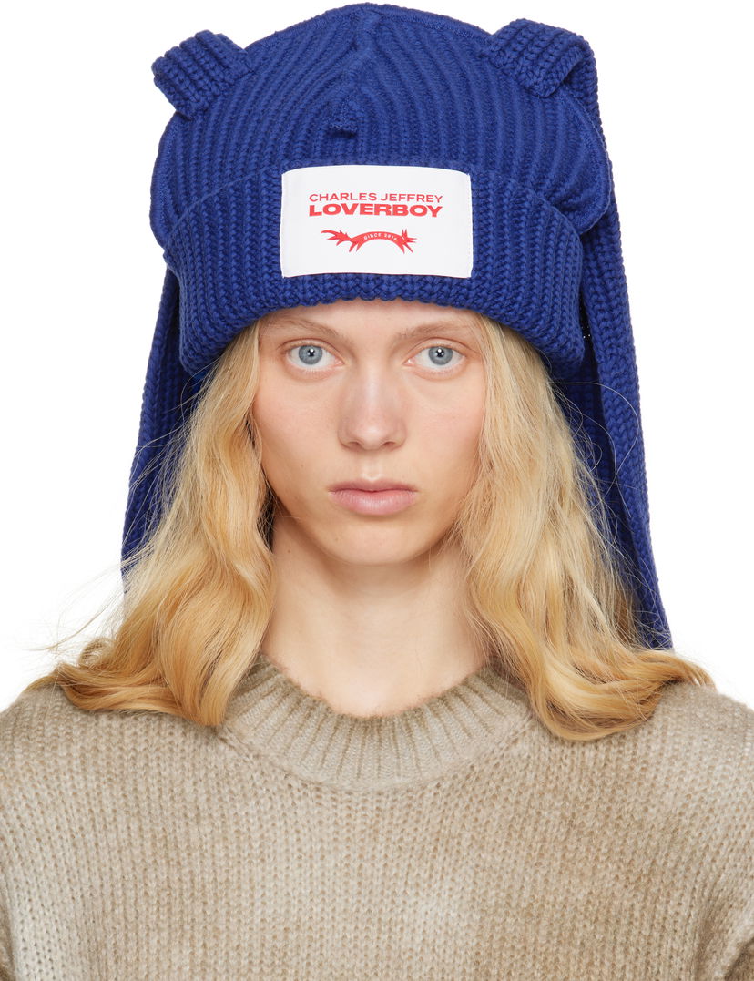 Mössa Charles Jeffrey Loverboy Charles Jeffrey LOVERBOY Chunky Knit Rabbit Beanie Blå | 54130401