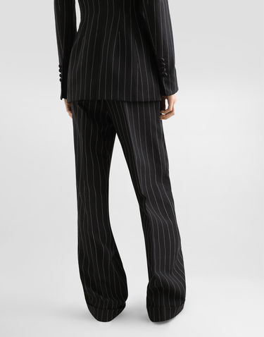 Byxor Dolce & Gabbana Dolce & Gabbana Straight-Leg Pinstripe Wool Pants with Turn-Ups Svart | FTDBVTFR22MS8051, 3