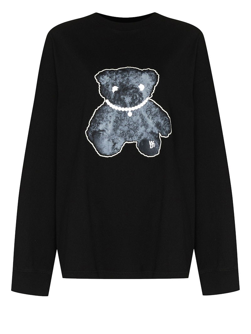 T-shirt We11done WE11DONE Teddy Bear Print Oversized Sweatshirt Svart | WDTT920116 BLACK, 0