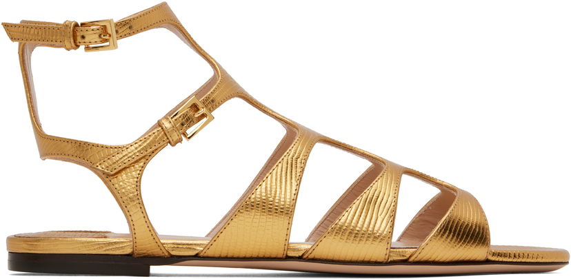 Skovård Tom Ford TOM FORD Laminated Lizard Print Sandals Metallisk | W3630-LCL232G