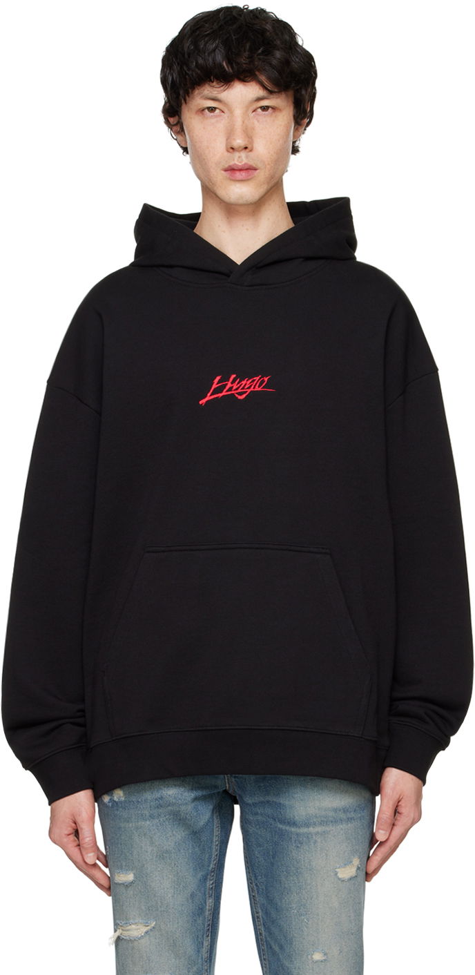 Sweatshirt BOSS Relaxed-Fit Hoodie Svart | 50521070