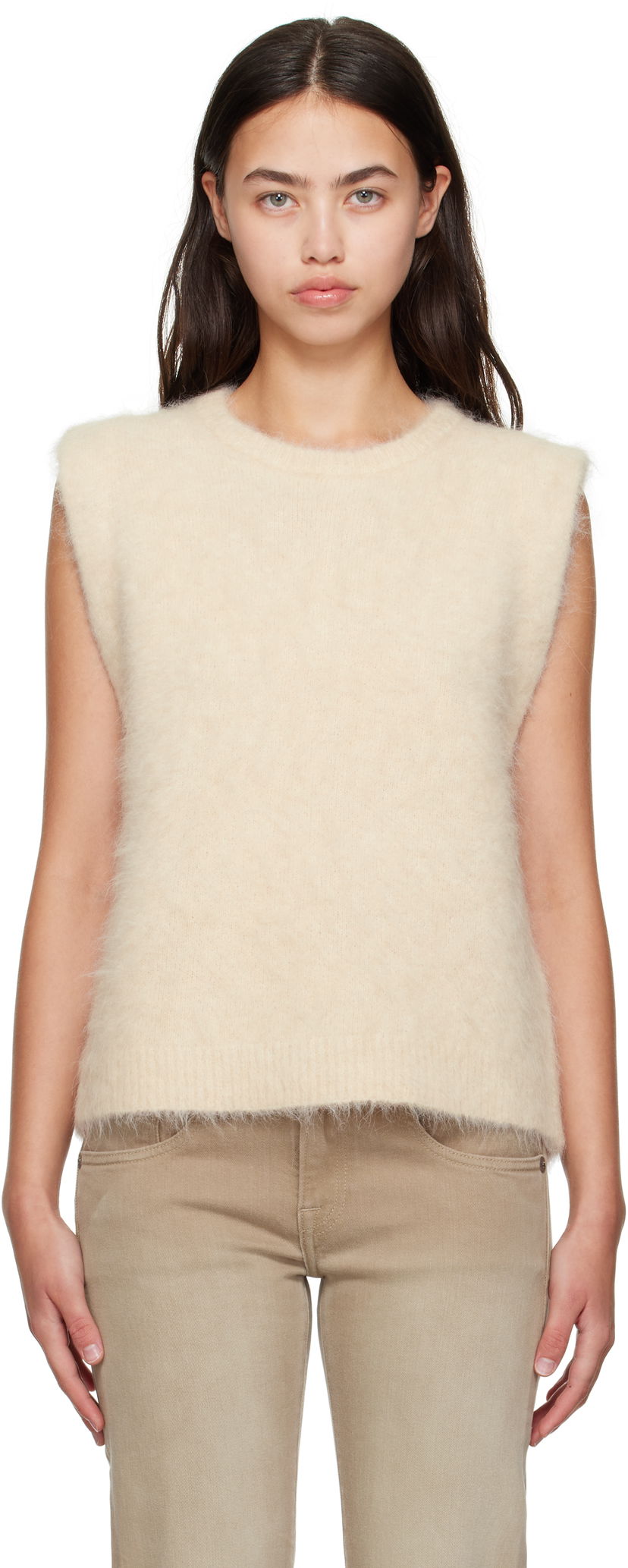 Väst R13 R13 Deep Armhole Knit Vest Beige | R13WY294-Y197A