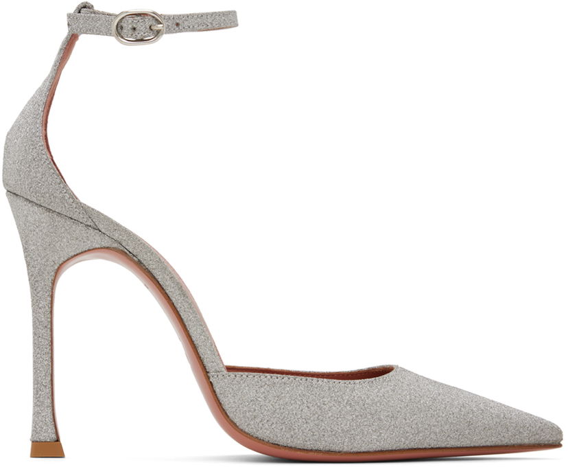 Sneakers och skor Amina Muaddi Glitter Pump Heels Grå | KIM PUMP SR GLITTER