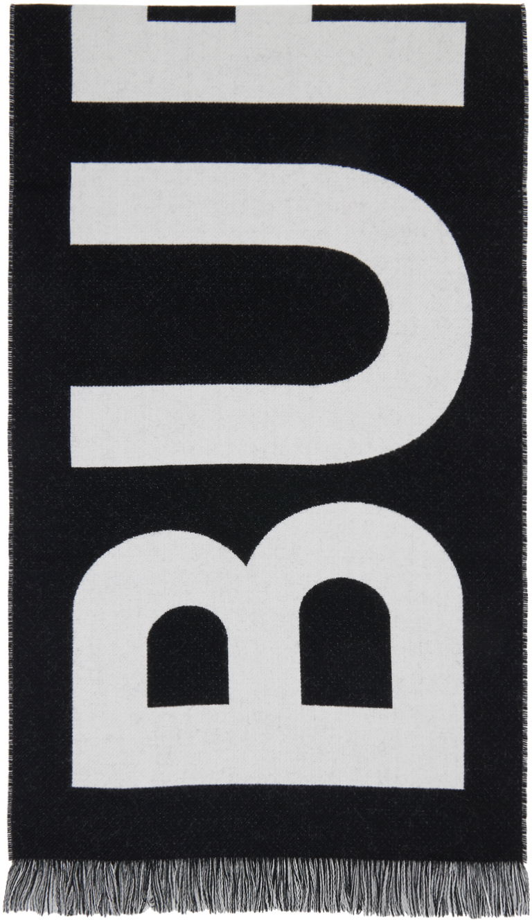 Halsduk Burberry Jacquard Logo Scarf Black & White Svart | 8054214