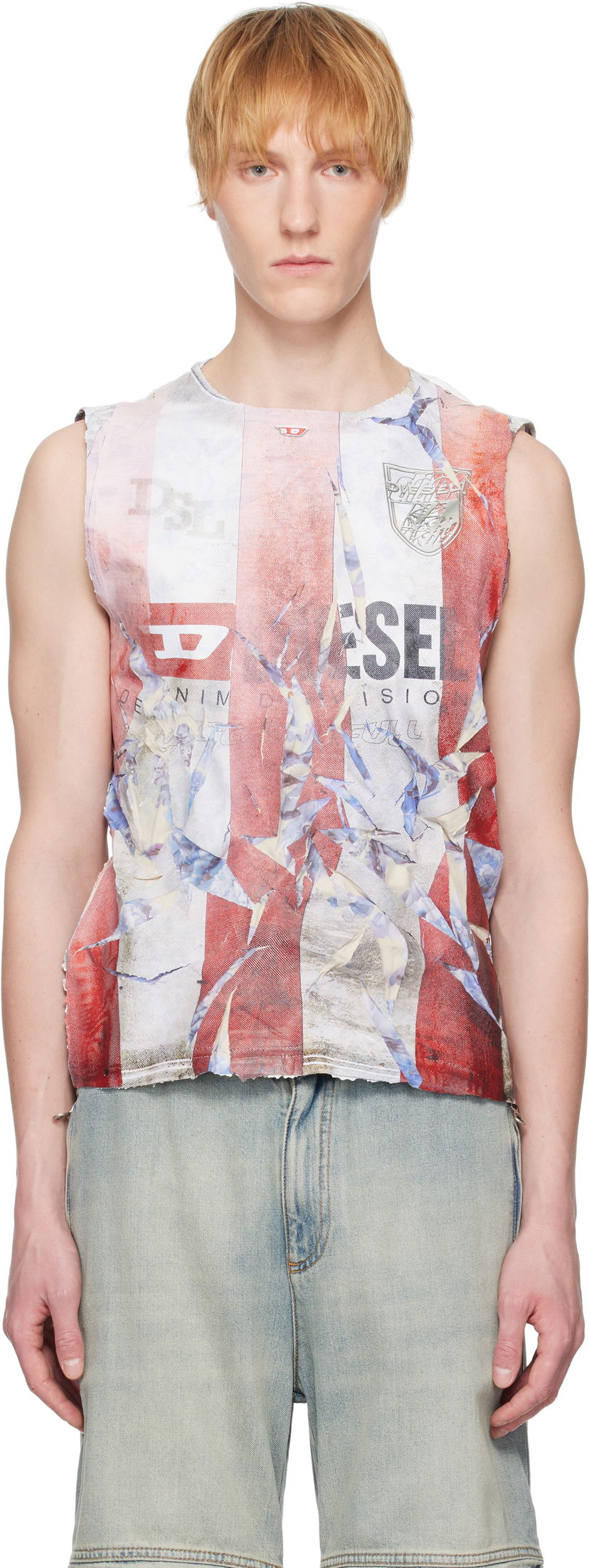 Linne Diesel Diesel T-Per Stripe Tank Top Vit | A18700-0SKBT-42AA
