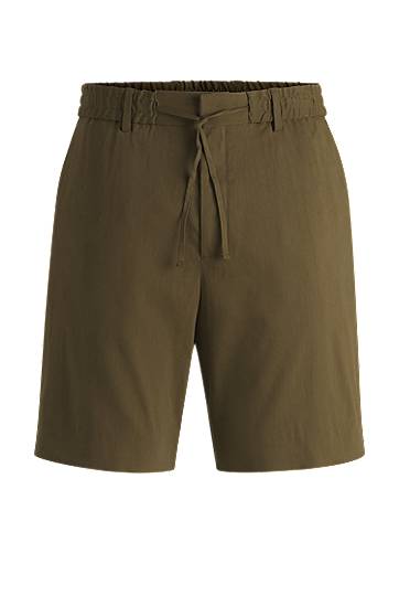 Shorts BOSS Linen-Blend Formal Shorts Grön | 50540694