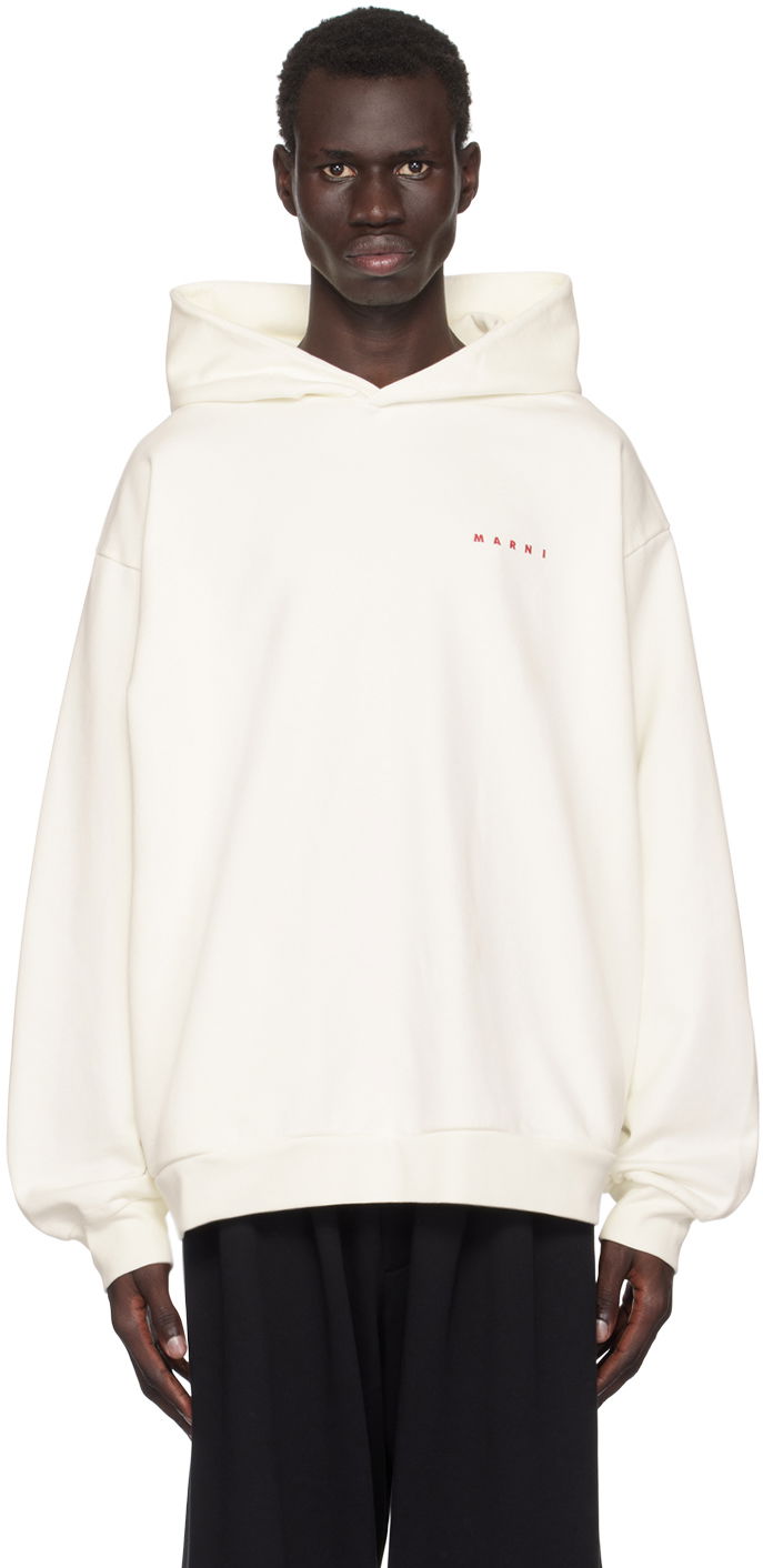 Sweatshirt Marni Wrinkled Logo Hoodie Vit | FUMU0067PO USCW96