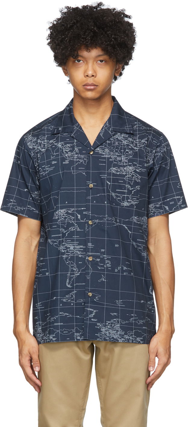 Skjorta CLOT Clot Global Haze Print Shirt Mörkblå | CLSH20SS20011