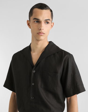 Skjorta Dolce & Gabbana Dolce & Gabbana Three-Button Linen Shirt Svart | G5NE3TFU4JBN0000, 3