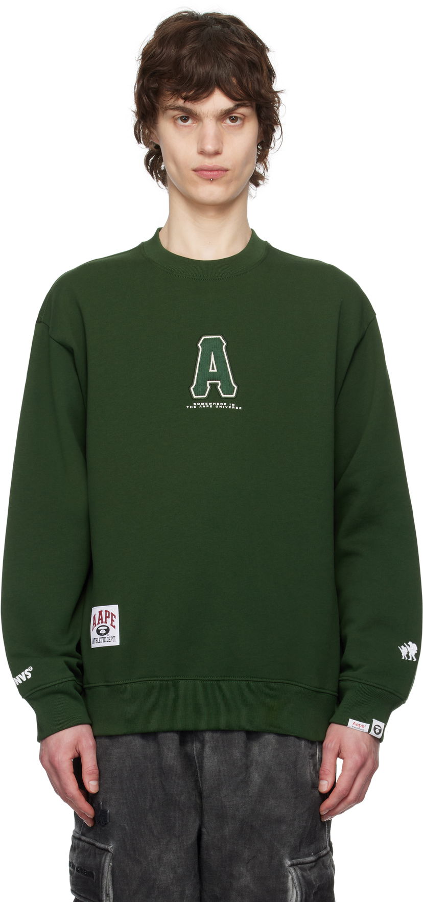Sweatshirt AAPE by A Bathing Ape AAPE by A Bathing Ape Injection Crewneck Sweatshirt Grön | AAPSWMC336XXNGRD