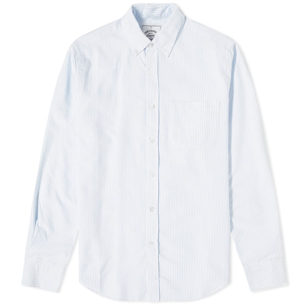 Skjorta Portuguese Flannel Belavista Stripe Button Down Oxford Shirt, Size Large Blå | pf-blvstshrt-blst, 0
