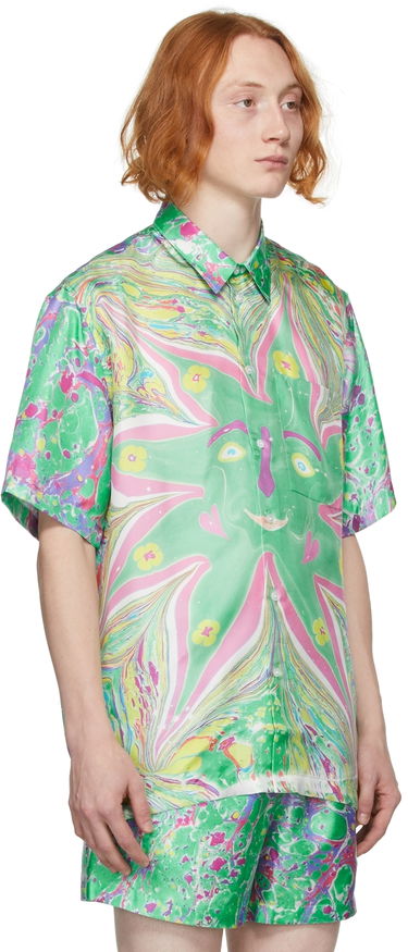 Skjorta Stella McCartney Stella McCartney Ricky Myfawnwy Edition Print Short Sleeve Shirt Grön | 604051SSA65, 1
