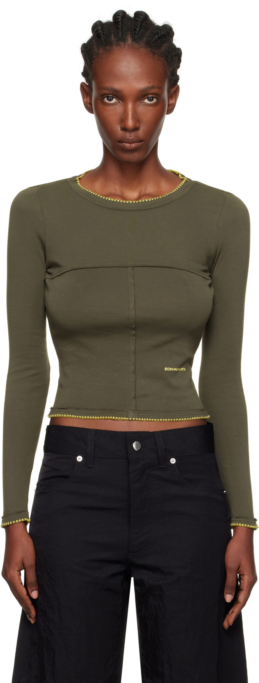 T-shirt Eckhaus Latta Eckhaus Latta Lapped Baby Crewneck T-Shirt Grön | 9100-EL-PF25-CE -