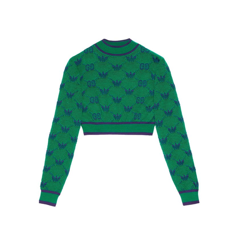 Sweater Gucci adidas x Wool Jacquard Sweater Green/Blue Grön | 693829 XKCVF 3465