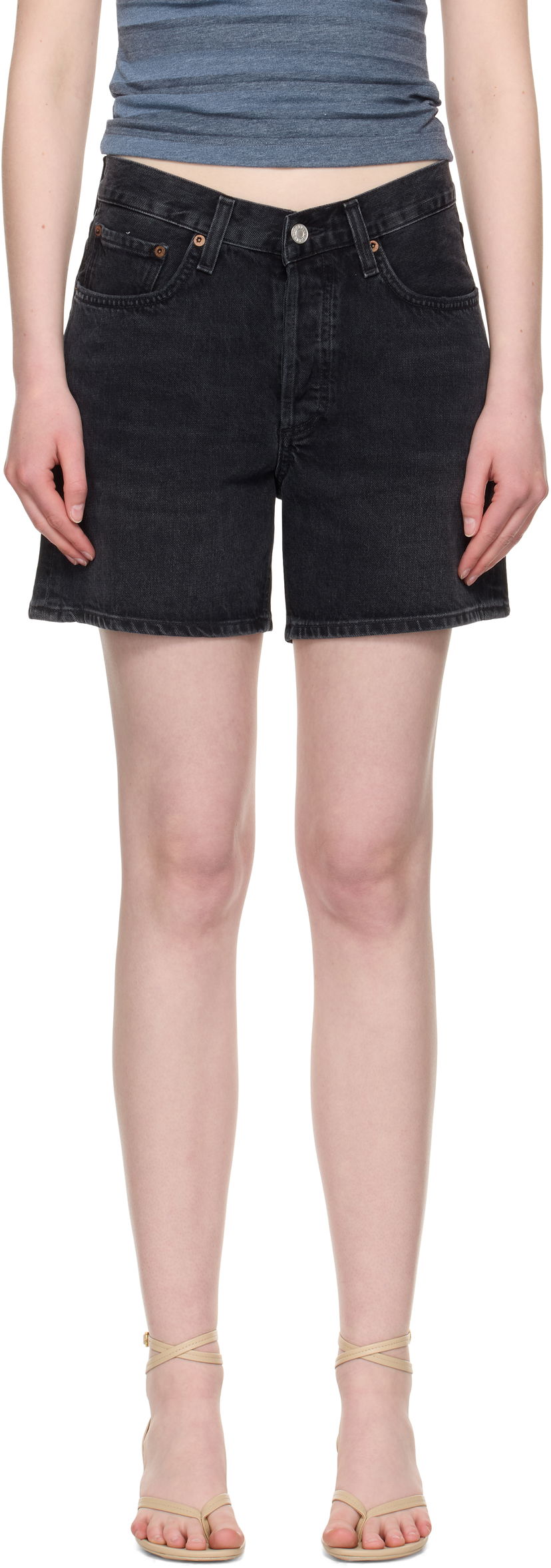 Shorts AGOLDE AGOLDE V-Waist Denim Shorts Svart | A225-1157