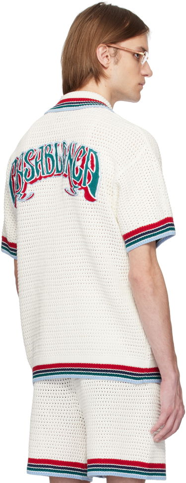 Sweater Casablanca Casablanca Gothic Crochet Knit Polo Shirt Vit | MS25-KW-920-01, 2