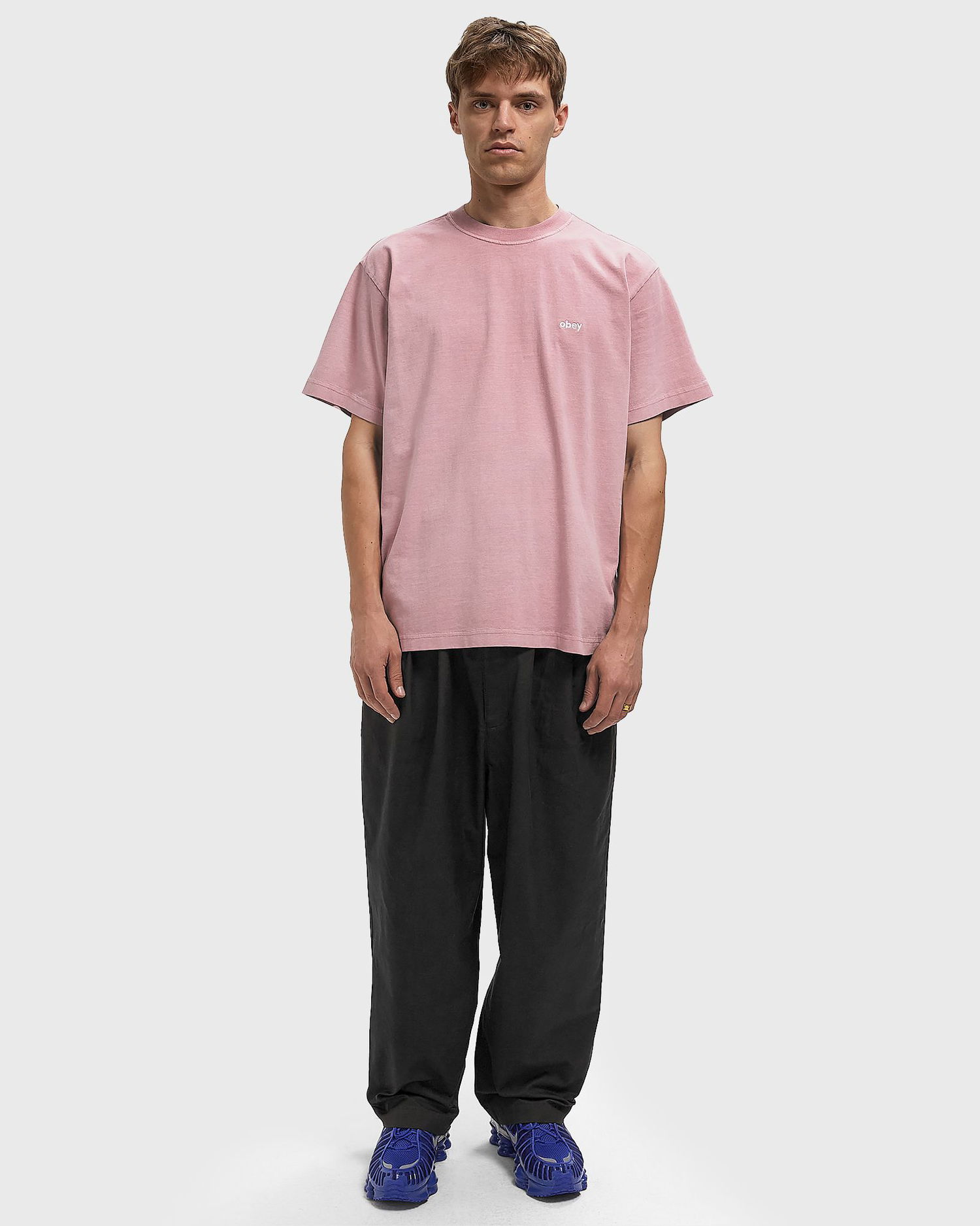 T-shirt OBEY LOWERCASE PIGMENT T-Shirt Rosa | 131080353-LIL, 1