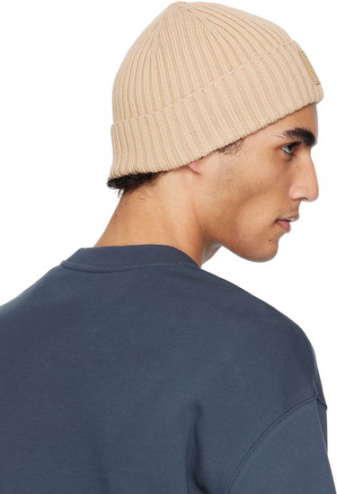 Mössa MAISON KITSUNÉ Maison Kitsuné Fox Head Leather Patch Beanie Beige | OW06110KT1140, 2